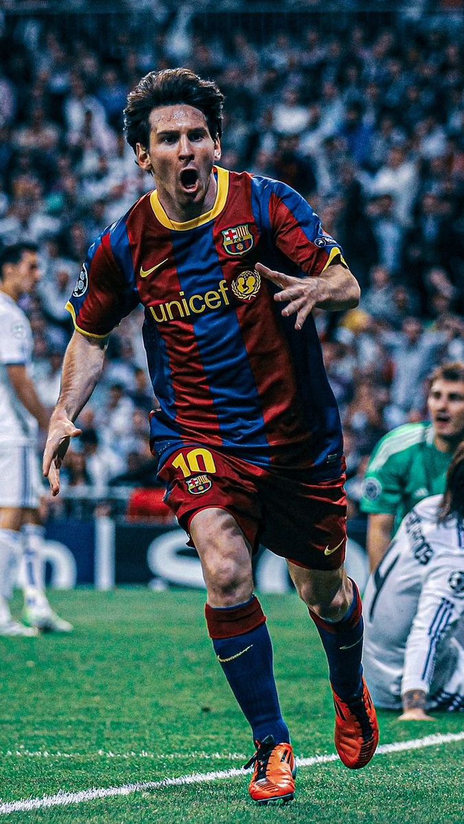 Messi celebrating after scoring a sensational goal.